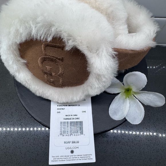 UGG Chestnut Sheepskin Embroidered Earmuffs - Picture 8 of 14